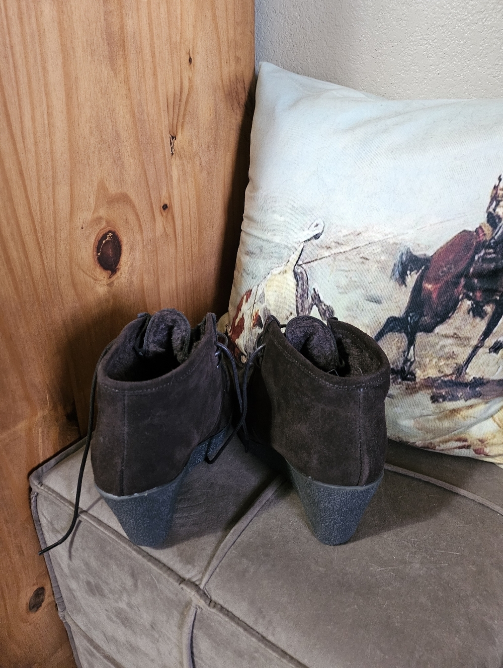 BearPaw BROWN Suede Wedge Booties - Picture 5 of 9